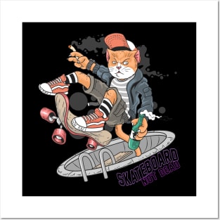 cat skateboard pop punk Posters and Art